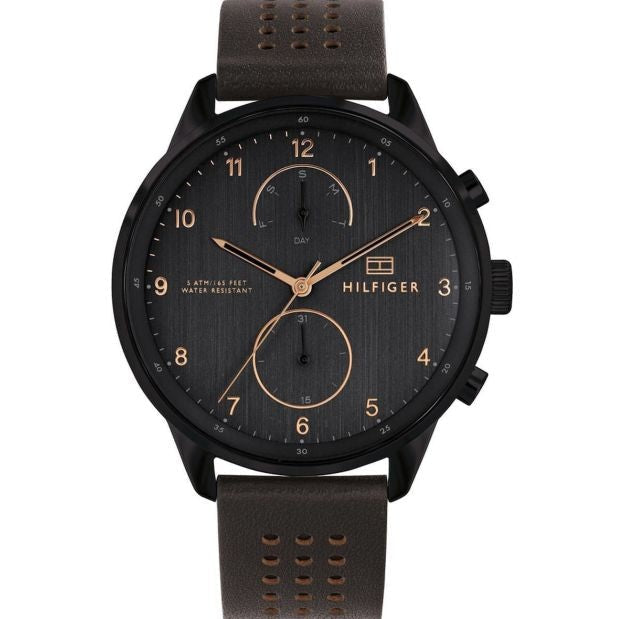 Tommy Hilfiger Chase Quartz Black Dial Brown Leather Strap Watch for Men - 1791577 Buy Now By Tommy Hilfiger