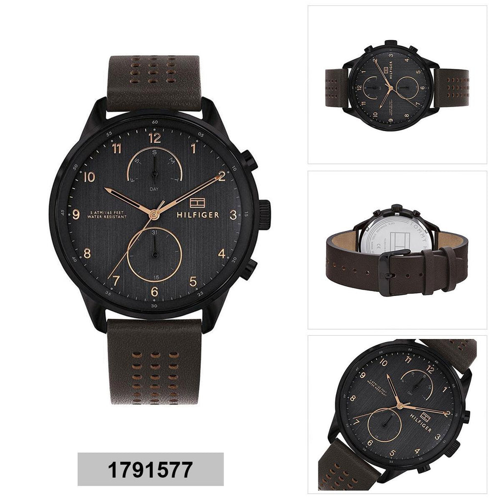 Tommy Hilfiger Chase Quartz Black Dial Brown Leather Strap Watch for Men - 1791577 Buy Now By Tommy Hilfiger