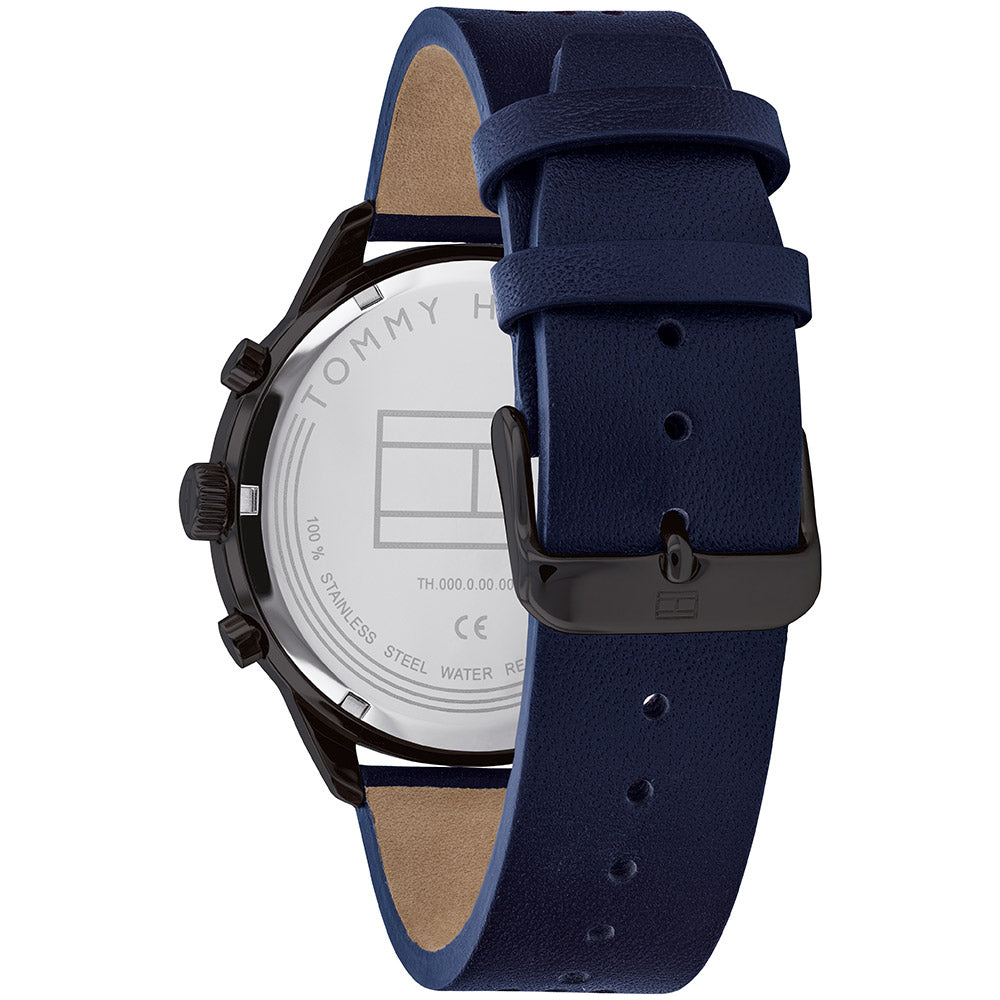 Tommy Hilfiger Chase Grey Dial Blue Leather Strap Watch for Men - 1791578 Buy Now By Tommy Hilfiger