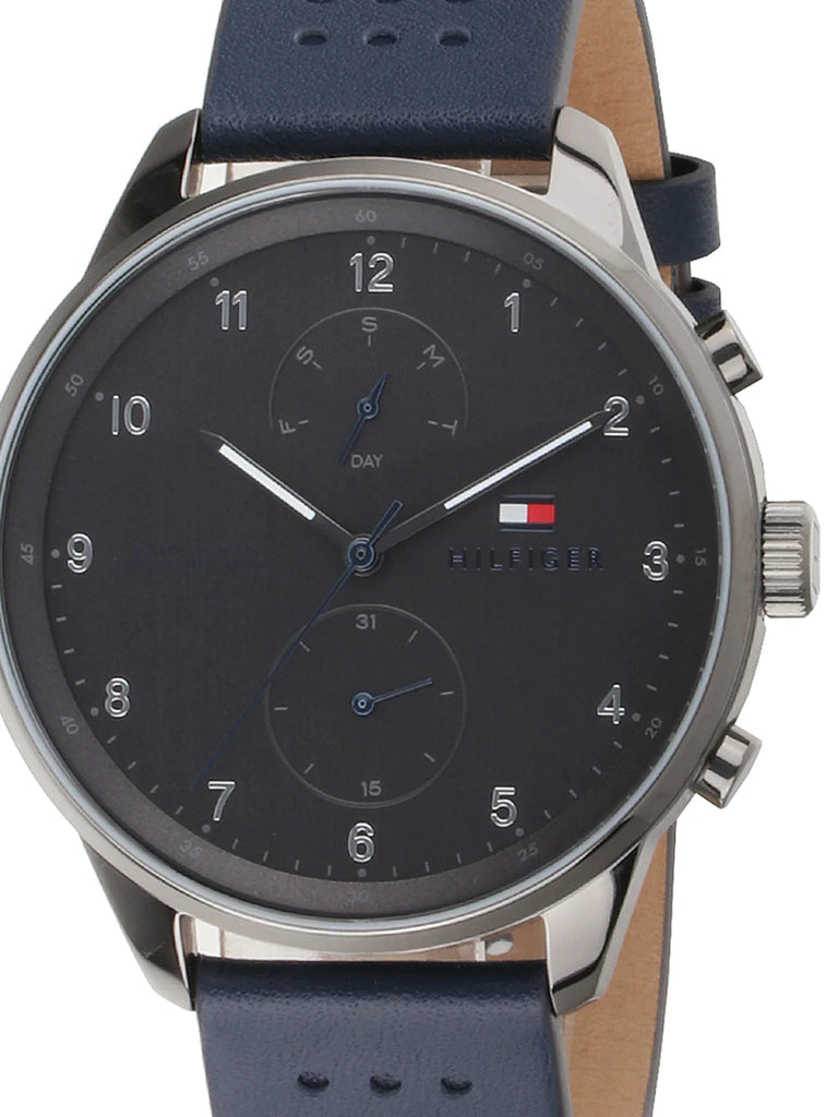 Tommy Hilfiger Chase Grey Dial Blue Leather Strap Watch for Men - 1791578 Buy Now By Tommy Hilfiger