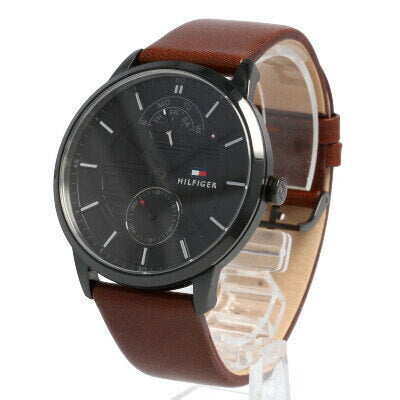 Tommy Hilfiger Hunter Black Dial Brown Leather Strap Watch for Men - 1791604 Buy Now By Tommy Hilfiger
