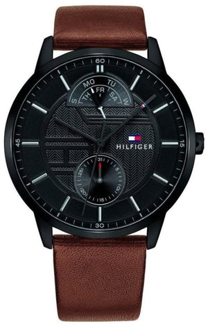 Tommy Hilfiger Hunter Black Dial Brown Leather Strap Watch for Men - 1791604 Buy Now By Tommy Hilfiger