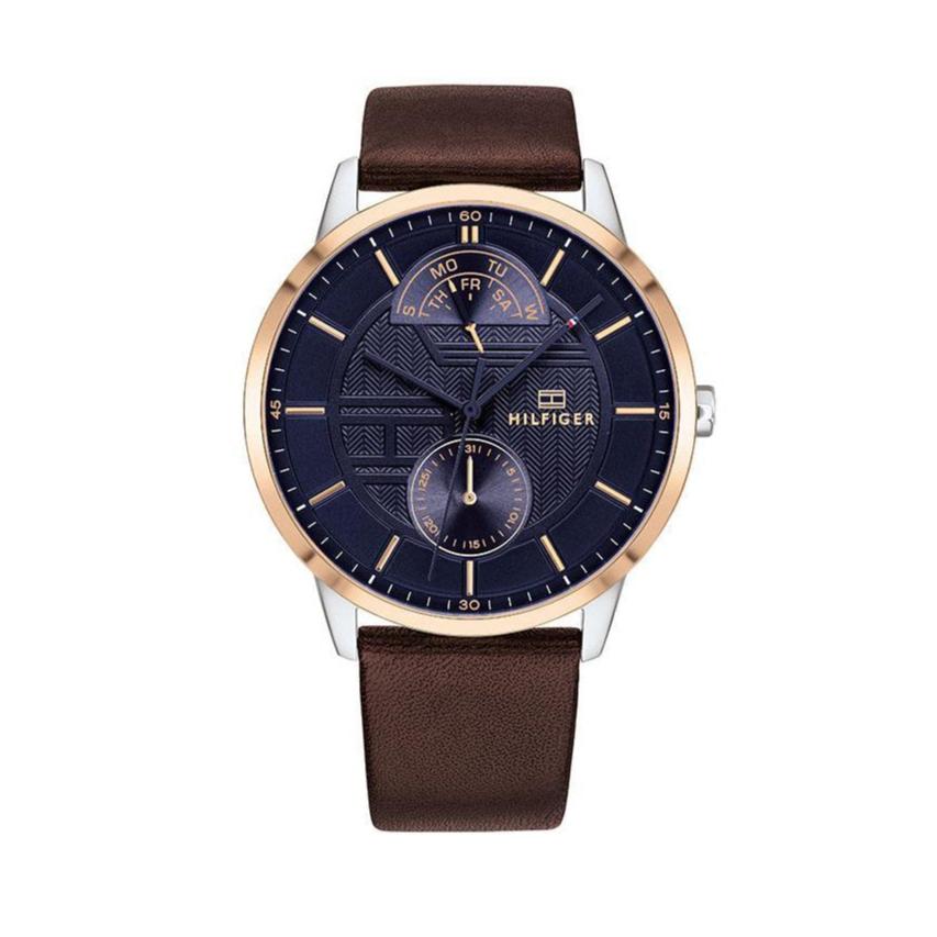 Tommy Hilfiger Hunter Blue Dial Brown Leather Strap Watch for Men - 1791605 Buy Now By Tommy Hilfiger