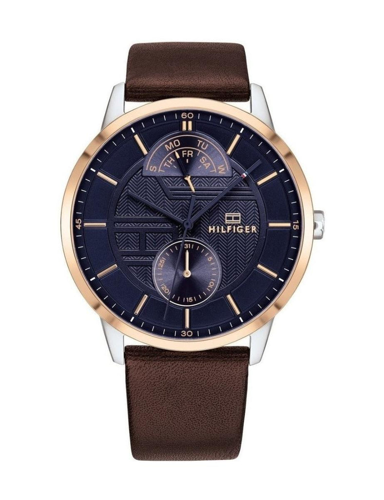 Tommy Hilfiger Hunter Blue Dial Brown Leather Strap Watch for Men - 1791605 Buy Now By Tommy Hilfiger