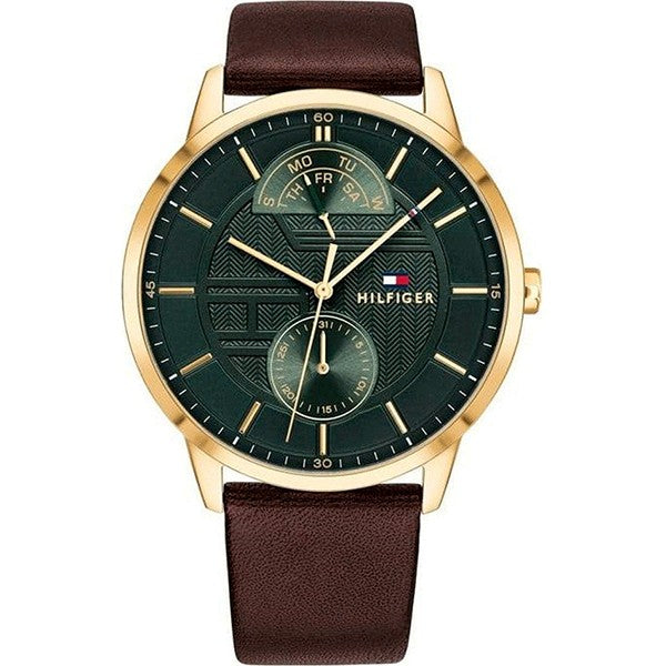 Tommy Hilfiger Hunter Green Dial Brown Leather Strap Watch for Men - 1791607 Buy Now By Tommy Hilfiger