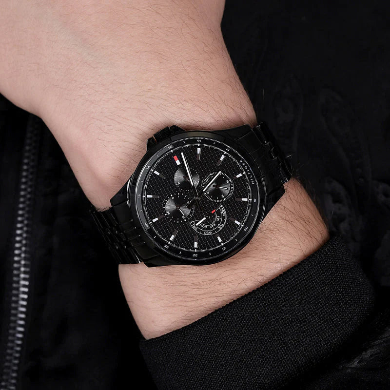 Tommy Hilfiger Shawn Quartz Black Dial Black Steel Strap Watch for Men - 1791611