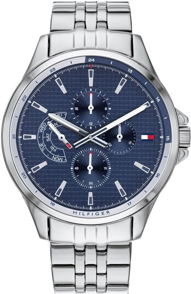 Tommy Hilfiger Shawn Multifunction Quartz Blue Dial Silver Steel Strap Watch for Men - 1791612 Buy Now By Tommy Hilfiger