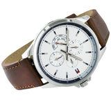Tommy Hilfiger Multi Function Quartz White Dial Brown Leather Strap Watch for Men - 1791614 Buy Now By Tommy Hilfiger