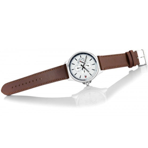 Tommy Hilfiger Multi Function Quartz White Dial Brown Leather Strap Watch for Men - 1791614 Buy Now By Tommy Hilfiger