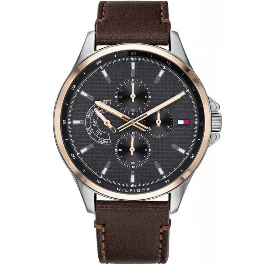 Tommy Hilfiger Shawn Multifunction Grey Dial Brown Leather Strap Watch for Men - 1791615 Buy Now By Tommy Hilfiger