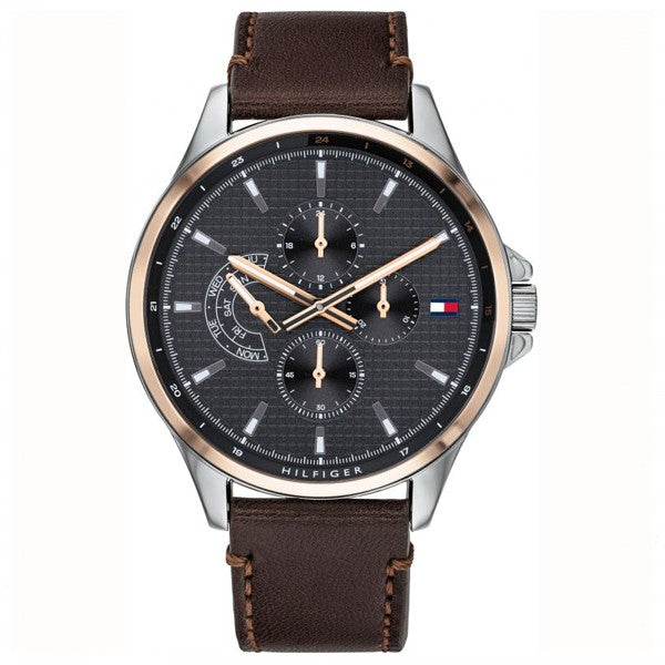 Tommy Hilfiger Shawn Multifunction Grey Dial Brown Leather Strap Watch for Men - 1791615 Buy Now By Tommy Hilfiger