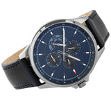 Tommy Hilfiger Shawn Multifunction Quartz Blue Dial Black Leather Strap Watch for Men - 1791616 Buy Now By Tommy Hilfiger