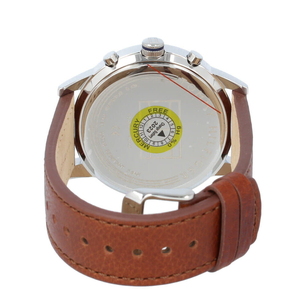 Tommy Hilfiger Kyle Multifunction Blue Dial Brown Leather Strap Watch for Men - 1791629 Buy Now By Tommy Hilfiger