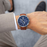 Tommy Hilfiger Kyle Multifunction Blue Dial Brown Leather Strap Watch for Men - 1791629 Buy Now By Tommy Hilfiger