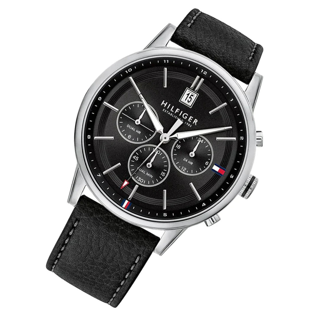 Tommy Hilfiger Kyle Quartz Black Dial Black Leather Strap Watch for Men - 1791630 Buy Now By Tommy Hilfiger