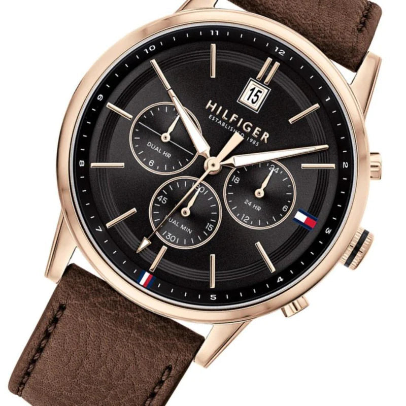 Tommy Hilfiger Multi Function Chronograph Black Dial Brown Leather Strap Watch for Men - 1791631 Buy Now By Tommy Hilfiger