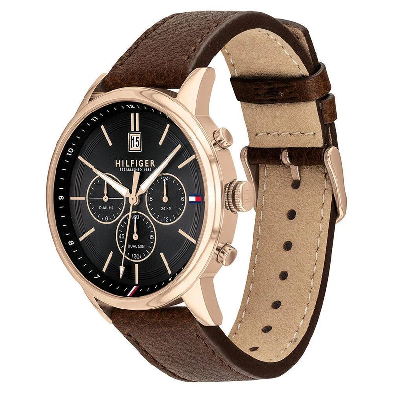 Tommy Hilfiger Multi Function Chronograph Black Dial Brown Leather Strap Watch for Men - 1791631 Buy Now By Tommy Hilfiger