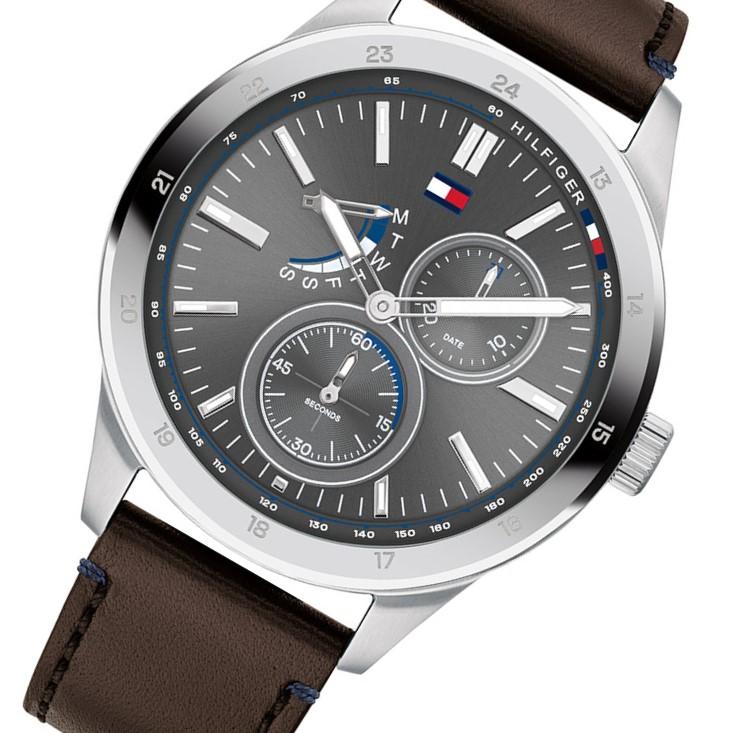 Tommy Hilfiger Austin Grey Dial Brown Leather Strap Watch for Men - 1791637 Buy Now By Tommy Hilfiger