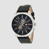 Tommy Hilfiger Spencer Skeleton Black Dial Black Leather Strap Watch for Men - 1791641 Buy Now By Tommy Hilfiger