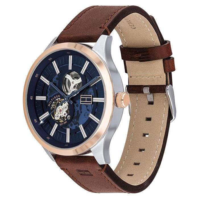 Tommy Hilfiger Spencer Blue Dial Brown Leather Strap Watch for Men - 1791642 Buy Now By Tommy Hilfiger
