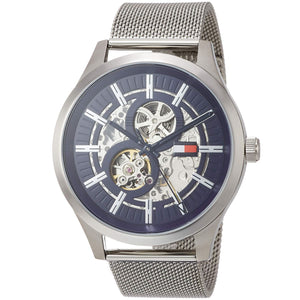 Tommy Hilfiger Spencer Skeleton Black Dial Silver Mesh Bracelet Watch for Men - 1791643 Buy Now By Tommy Hilfiger