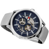 Tommy Hilfiger Spencer Skeleton Black Dial Silver Mesh Bracelet Watch for Men - 1791643 Buy Now By Tommy Hilfiger