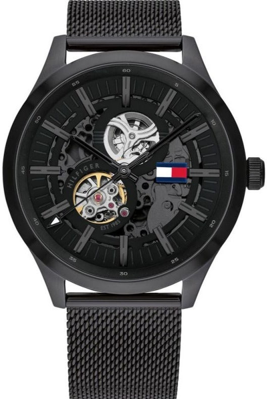 Tommy Hilfiger Spencer Skeleton Black Dial Black Mesh Bracelet Watch for Men - 1791644 Buy Now By Tommy Hilfiger