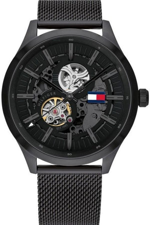 Tommy Hilfiger Spencer Skeleton Black Dial Black Mesh Bracelet Watch for Men - 1791644 Buy Now By Tommy Hilfiger