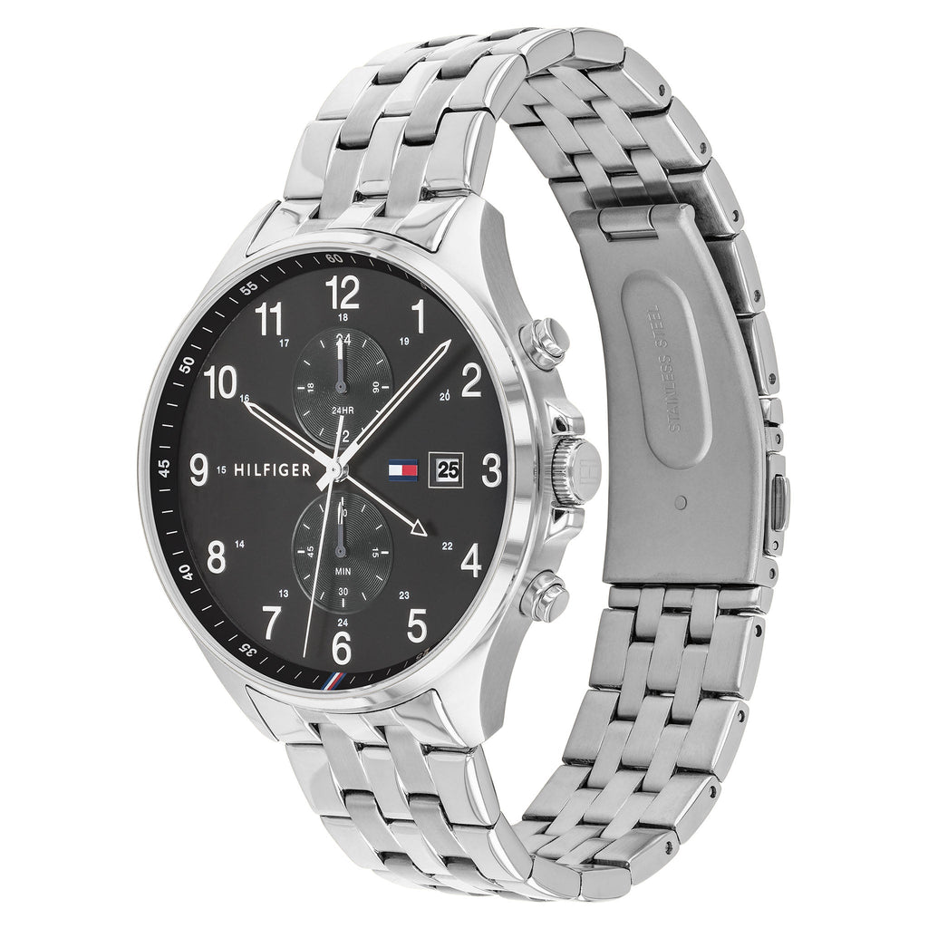 Tommy Hilfiger West Quartz Black Dial Silver Steel Strap Watch For Men - 1791707 Buy Now By Tommy Hilfiger