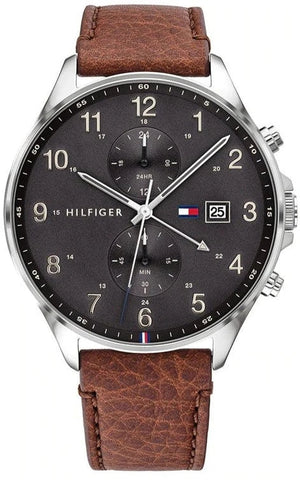Tommy Hilfiger West Chronograph Grey Dial Brown Leather Strap Watch For Men - 1791710 Buy Now By Tommy Hilfiger