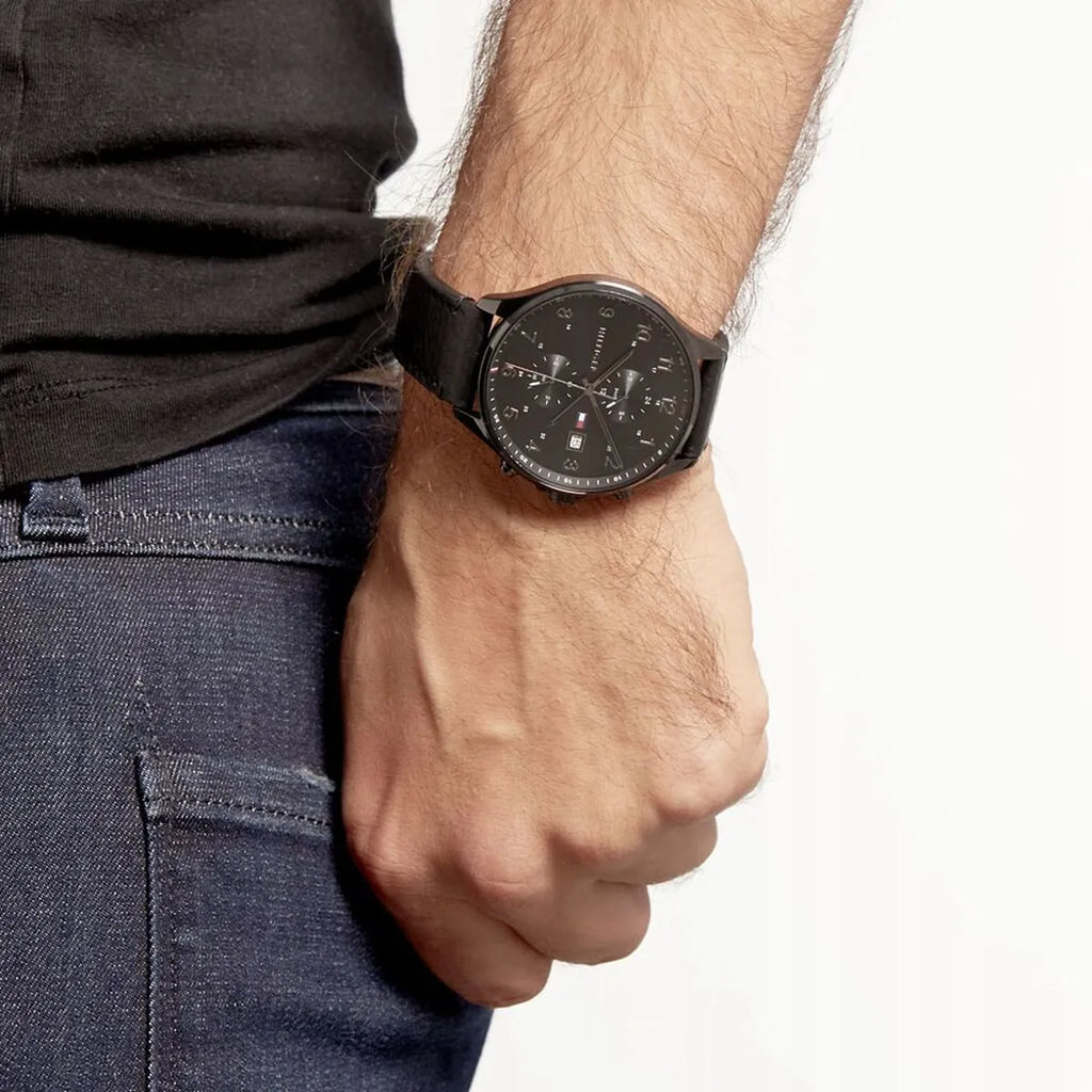 Tommy Hilfiger West Chronograph Black Dial Black Leather Strap Watch For Men - 1791711 Buy Now By Tommy Hilfiger
