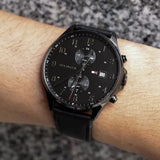 Tommy Hilfiger West Chronograph Black Dial Black Leather Strap Watch For Men - 1791711 Buy Now By Tommy Hilfiger