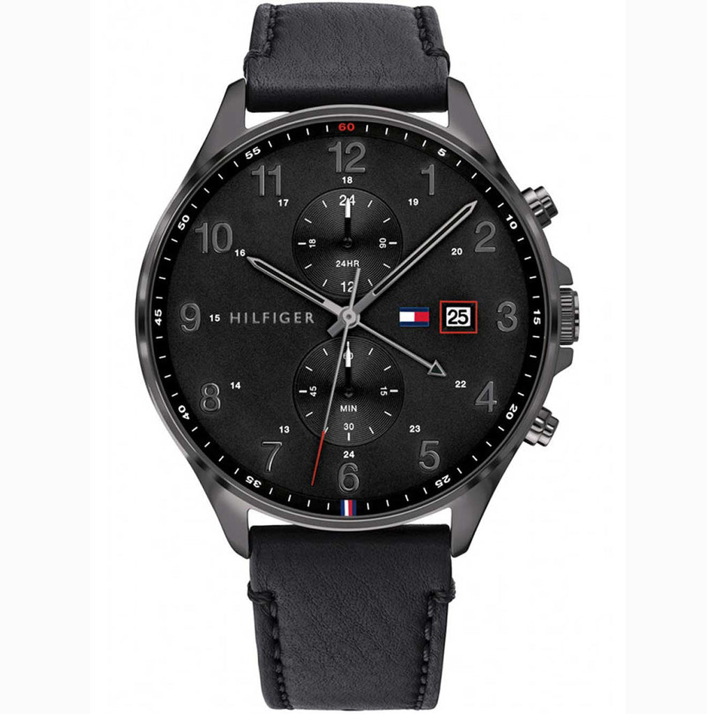 Tommy Hilfiger West Chronograph Black Dial Black Leather Strap Watch For Men - 1791711 Buy Now By Tommy Hilfiger