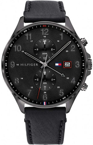 Tommy Hilfiger West Chronograph Black Dial Black Leather Strap Watch For Men - 1791711 Buy Now By Tommy Hilfiger