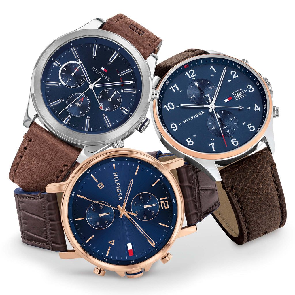 Tommy Hilfiger West Chronograph Blue Dial Brown Leather Strap Watch For Men - 1791712 Buy Now By Tommy Hilfiger