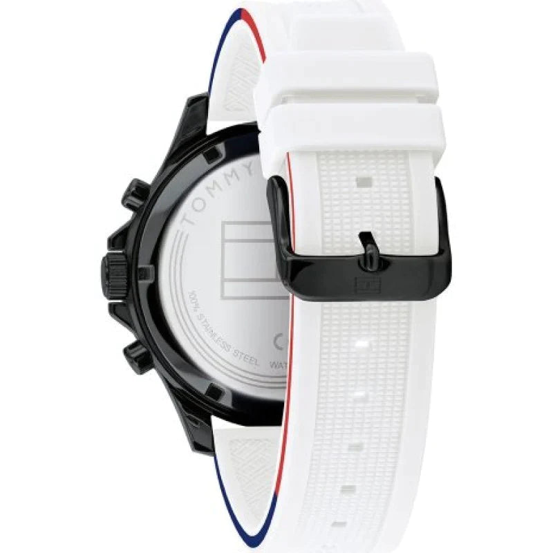 Tommy Hilfiger Bank Chronograph White Dial White Rubber Strap Watch for Men - 1791723 Buy Now By Tommy Hilfiger