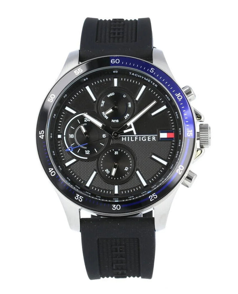 Tommy Hilfiger Bank Quartz Black Dial Black Rubber Strap Watch for Men - 1791724 Buy Now By Tommy Hilfiger