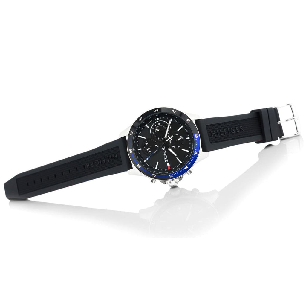 Tommy Hilfiger Bank Quartz Black Dial Black Rubber Strap Watch for Men - 1791724 Buy Now By Tommy Hilfiger