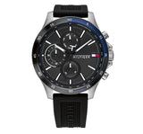 Tommy Hilfiger Bank Quartz Black Dial Black Rubber Strap Watch for Men - 1791724 Buy Now By Tommy Hilfiger
