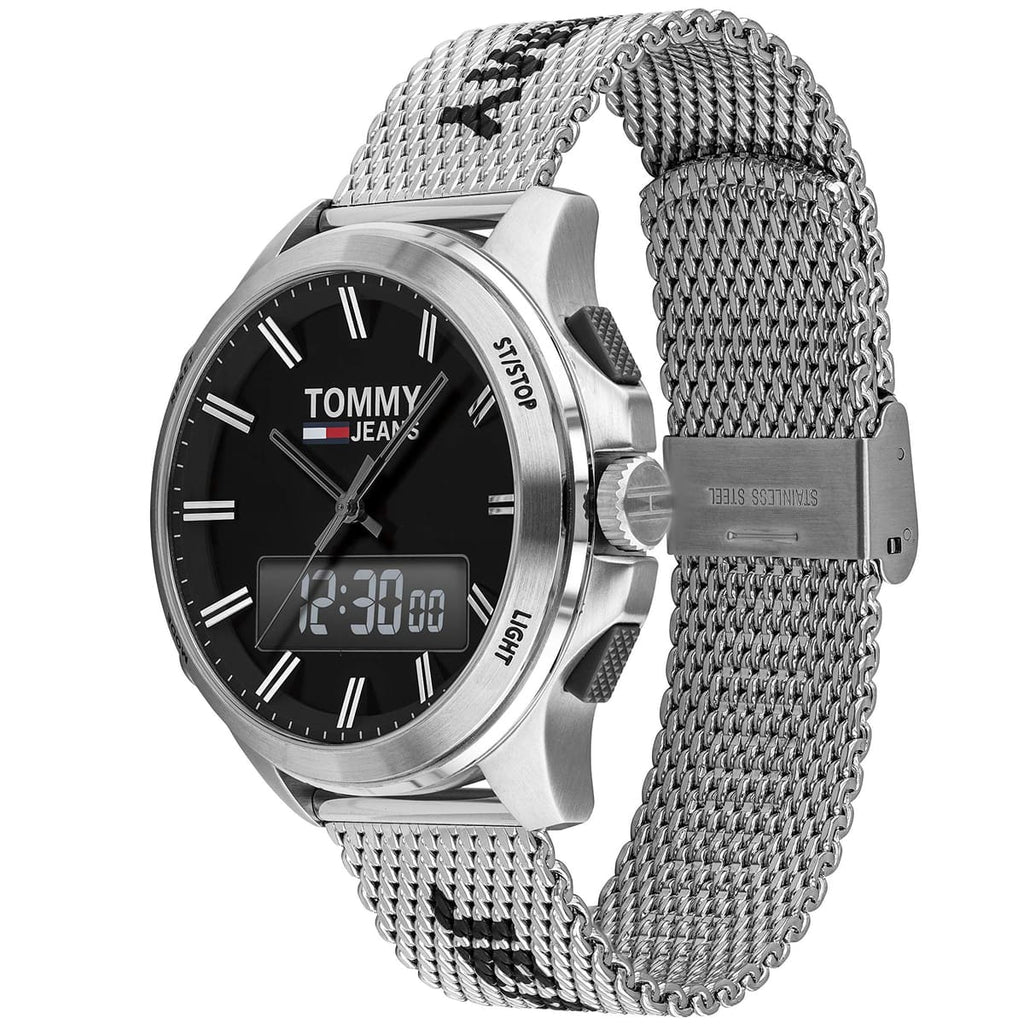 Tommy Hilfiger Digital Black Dial Silver Mesh Bracelet Watch For Men - 1791765 Buy Now By Tommy Hilfiger