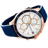 Tommy Hilfiger Bank Multifunction Quartz White Dial Blue Rubber Strap Watch for Men - 1791778 Buy Now By Tommy Hilfiger
