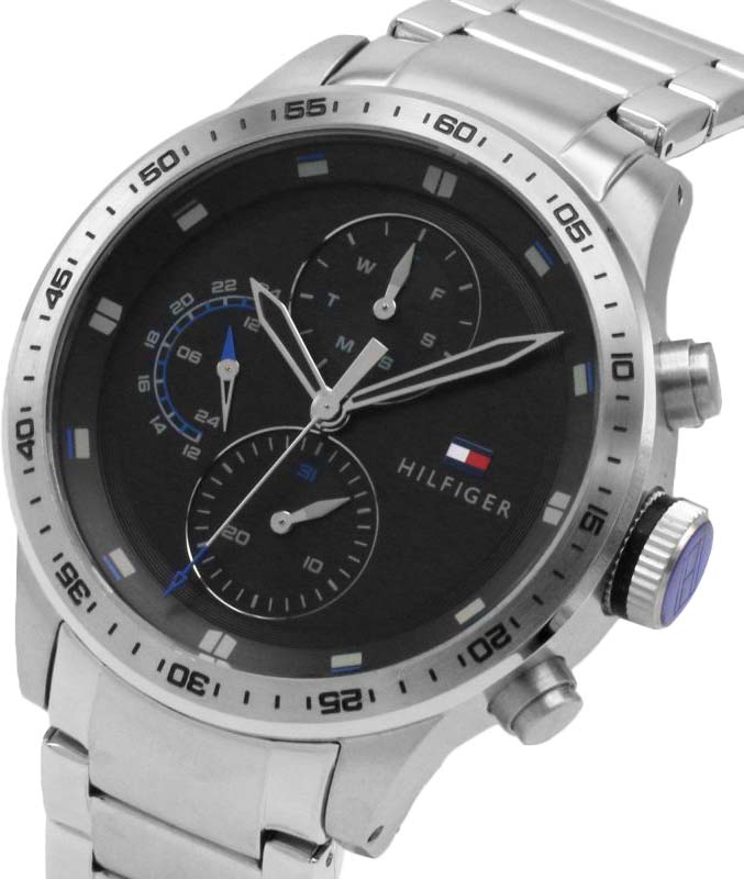 Tommy Hilfiger Trent Quartz Black Dial Silver Steel Strap Watch For Men - 1791805 Buy Now By Tommy Hilfiger