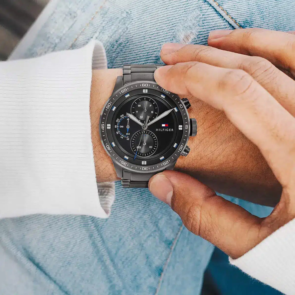 Tommy Hilfiger Trent Chronograph Grey Dial Grey Steel Strap Watch For Men - 1791806 Buy Now By Tommy Hilfiger