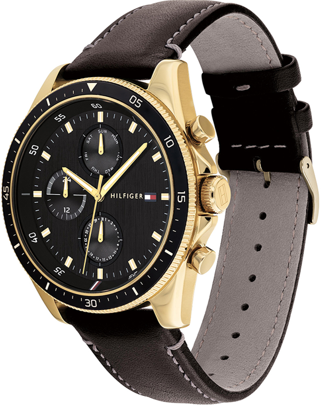 Tommy Hilfiger Parker Chronograph Black Dial Brown Leather Strap Watch For Men - 1791836 Buy Now By Tommy Hilfiger