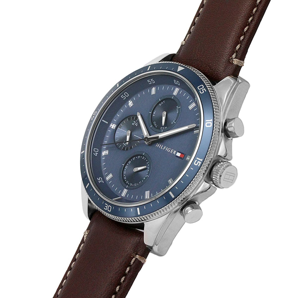 Tommy Hilfiger Parker Chronograph Blue Dial Brown Leather Strap Watch For Men - 1791837 Buy Now By Tommy Hilfiger