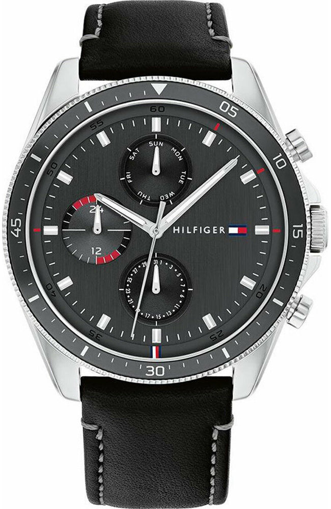 Tommy Hilfiger Parker Chronograph Quartz Grey Dial Black Leather Strap Watch For Men - 1791838 Buy Now By Tommy Hilfiger