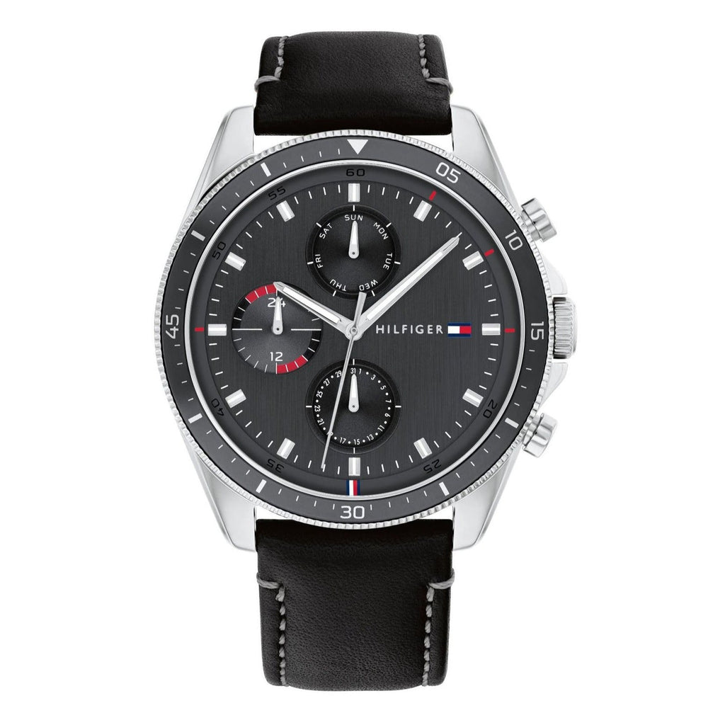 Tommy Hilfiger Parker Chronograph Quartz Grey Dial Black Leather Strap Watch For Men - 1791838 Buy Now By Tommy Hilfiger