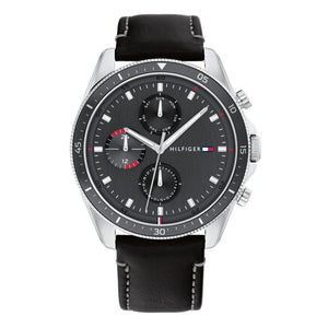 Tommy Hilfiger Parker Chronograph Quartz Grey Dial Black Leather Strap Watch For Men - 1791838 Buy Now By Tommy Hilfiger