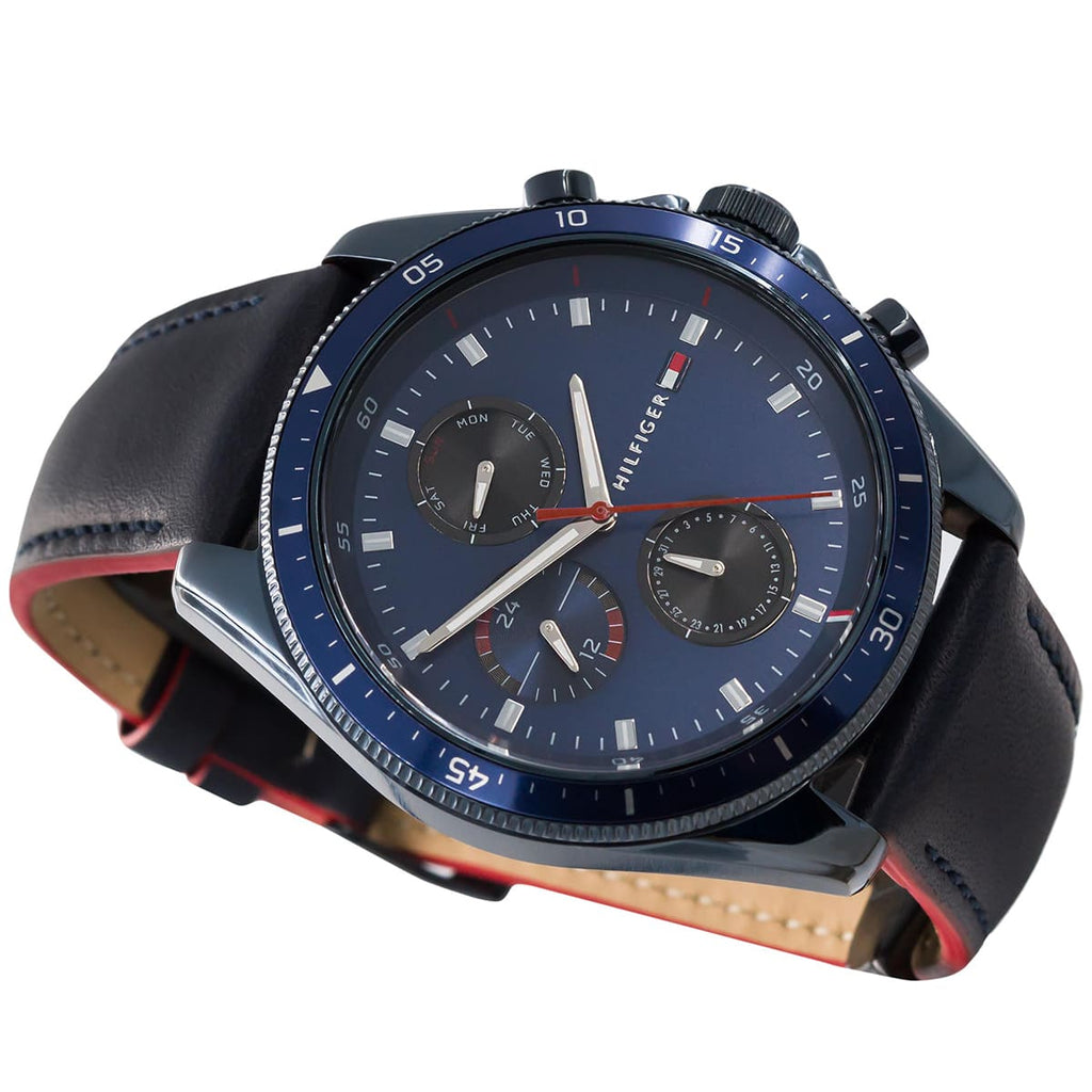 Tommy Hilfiger Parker Chronograph Quartz Blue Dial Blue Leather Strap Watch For Men - 1791839 Buy Now By Tommy Hilfiger