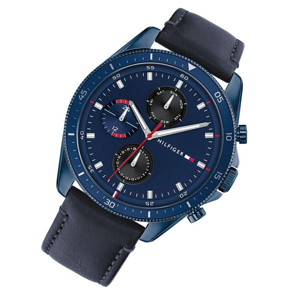 Tommy Hilfiger Parker Chronograph Quartz Blue Dial Blue Leather Strap Watch For Men - 1791839 Buy Now By Tommy Hilfiger